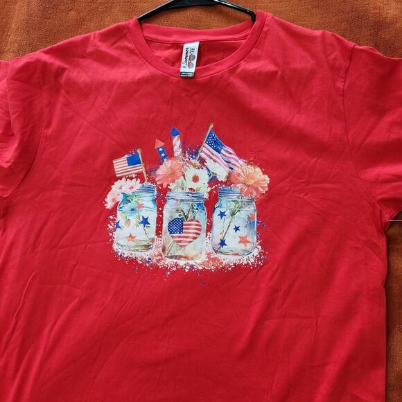 A Summer Tee Independence Day Tshirt Size Large Red Color July 4th.  New - Picture 10 of 10
